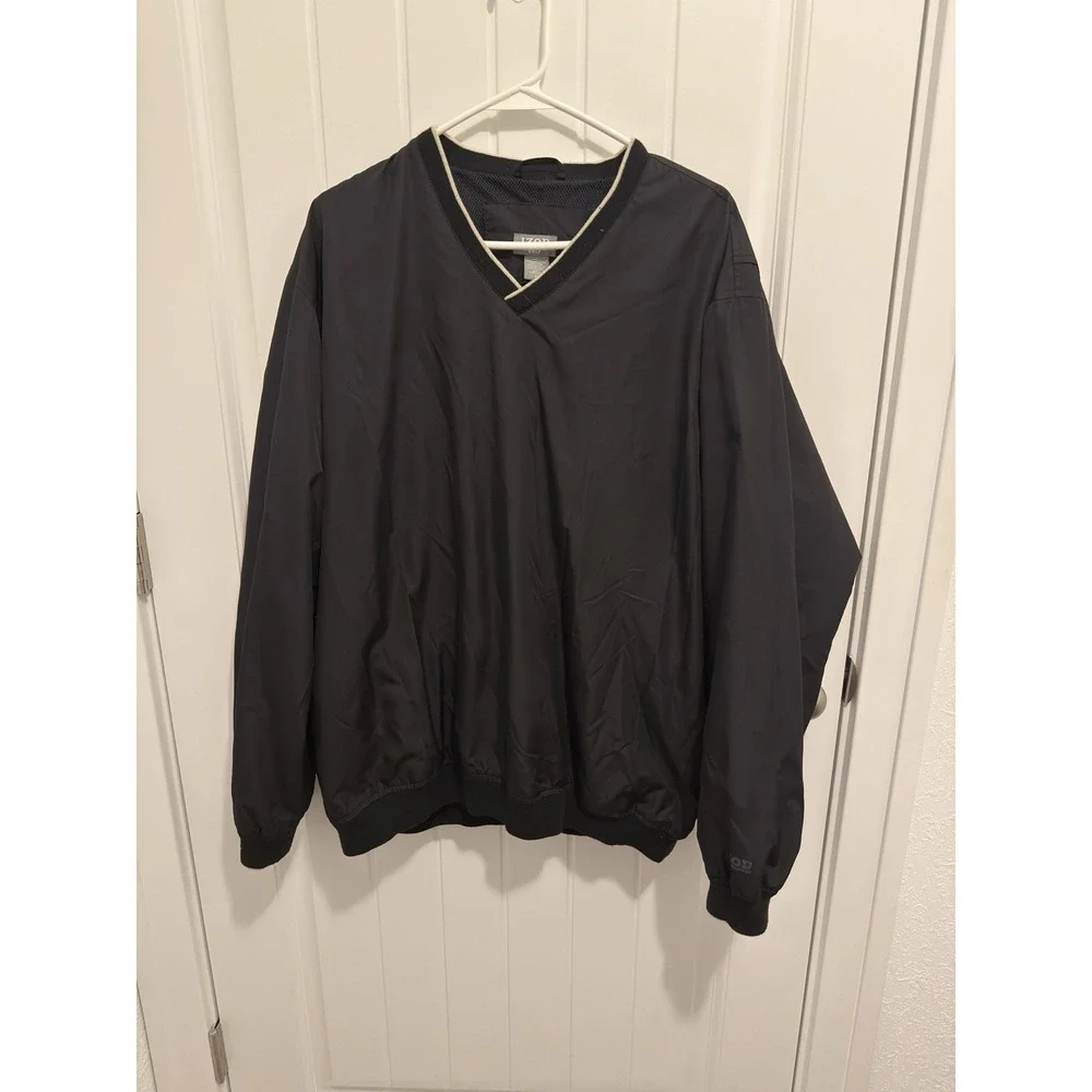 Izod Men's Golf Pullover Windbreaker Jacket Black Size XL